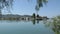 Simple car ferry crossing the Vivari Channel in Buthrotum, also known as Butrint Albania next to the ruin city of roman and vene