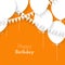 Simple card for birthday with a white paper balloons on orange b