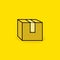 Simple cardboard box vector illustration isolated on yellow background