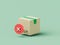 Simple cartoon delivery box with red error mark 3d render illustration.