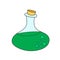 Simple cartoon icon. Glass bottle with green poison