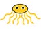 A simple cartoon impression of an octopus in yellow with eight tentacles