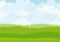 Simple cartoon meadow on sky background