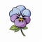 Simple Cartoon Pansy Blue Flower Vector Illustration