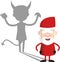 Simple Cartoon Santa - Devil person Standing with Fake Smile