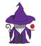 Simple cartoon wizard with staff. Isolated on