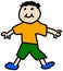 Simple child stickman illustration drawing of boy in t-shirt and
