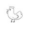 Simple childish outline drawing of chicken, hen