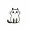 Simple Children\\\'s Drawing Of A Cute Cat On White Background