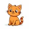 Simple Children\\\'s Drawing Of A Cute Cat On A White Background