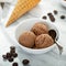 SImple chocolate ice cream in a bowl