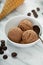 SImple chocolate ice cream in a bowl