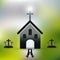 Simple christian church with cross and praying hands eps10