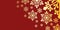 Simple christmas background with golden snowflake on red scarlet background, vector illustration for design and decoration