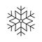 Simple christmas icon snowflake. Abstract snow logo frost cold weather. Winter precipitation. Flat vector illustration