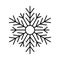 Simple christmas icon snowflake. Abstract snow logo frost cold weather. Winter precipitation. Flat vector illustration