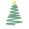 Simple Christmas tree decorated with golden star topper and sparkling stars