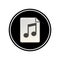 Simple, circular, flat, black and white sound/music file icon