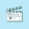 Simple clapper board icon in flat style. The concept of symbol video files.