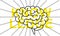 Simple clean conceptional line art vector illustration of brain on word KNOWLEDGE