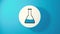 Simple clean laboratory symbol animation of medical glass flask with blue liquid