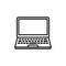Simple And Clean Opened Laptop Keyboard And Screen Outline Icon Vector