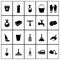 Simple Cleaning Sanitary Washing Tool Icon Set Collection