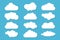 Simple cloud collection with shadow. Set of different clouds. Icons and logo cloud set.