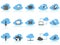 Simple cloud computing icons set,blue series
