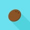 Simple coconut icon in a flat cartoon style on an isolated background with a shadow. Vector