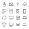 Simple collection of internet of thing related line icons.
