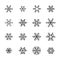 Simple collection of snowflake related line icons.