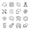 Simple collection of technical support related line icons.