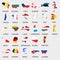 Simple color flags all european union countries like maps collection eps10