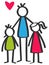 Simple colorful stick figures single parent, father, son, daughter, children