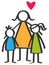 Simple colorful stick figures single parent, mother, son, daughter, children