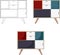 Simple colorful storage, tv unit three different ways vector illustration