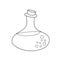 Simple coloring page. Black and white coloring book. Glass bottle with poison