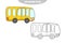 Simple coloring page. Funny bus cartoon. Outlined vehicle with black stroke