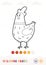 Simple colorless cartoony chicken coloring page for the youngest children