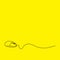 Simple computer mouse outline vector illustration on yellow background.