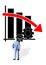 Simple Conceptual Photo, one standing businessman watching Graphic Productivity Progress, Going Down and almost bankrupt