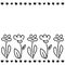 Simple Contour Hand drawn floral pattern . Black and white. Vector