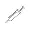 Simple contour icon with a picture of a syringe. A drawing without a fill. Vector illustration