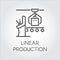 Simple contour label of linear production concept. Line icon or infographic element for different design needs