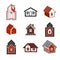 Simple cottages collection, real estate and construction theme.