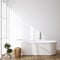 Simple cozy bathroom interior background, wall mockup