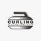 Simple curling logo sport vector with curling stone concept