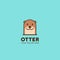 Simple cute animal beaver or otter head logo icon illustration symbol