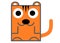 A simple cute cartoon illustration of an orange tiger in cube square shape form white backdrop